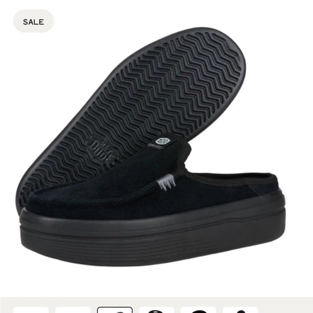 Hey Dude Black Platform Mules